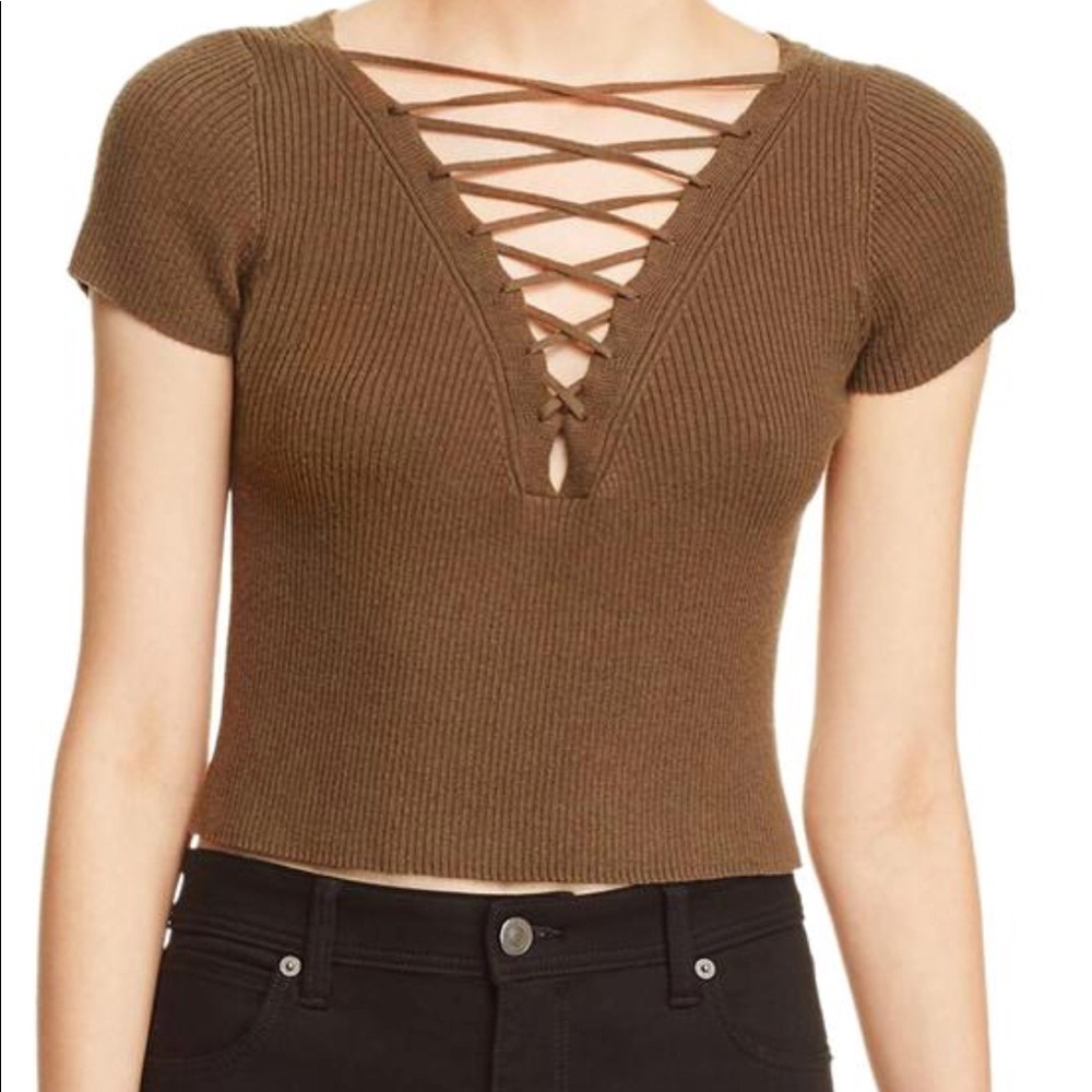 T by Alexander Wang olive lace up shirt